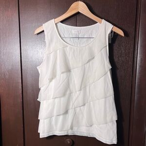 Chico's White Tiered Ruffle Sleeveless Top